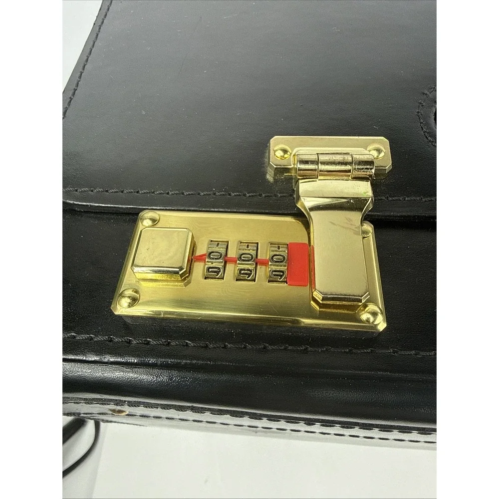 Vintage Pilot Case Catalog Briefcase Black Leather Combination Locks Attache New